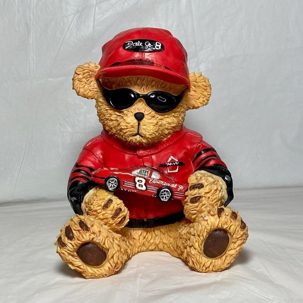 Dale Earnhardht Jr. #8 Winner’s Circle NASCAR Racing Resin Teddy‎ Bear Coin Bank